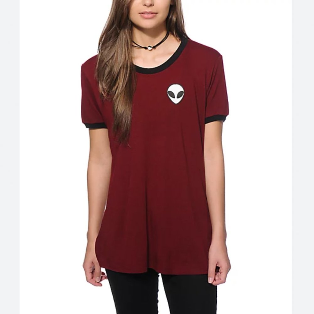 *Empyre Maroon Alien Graphic T Shirt